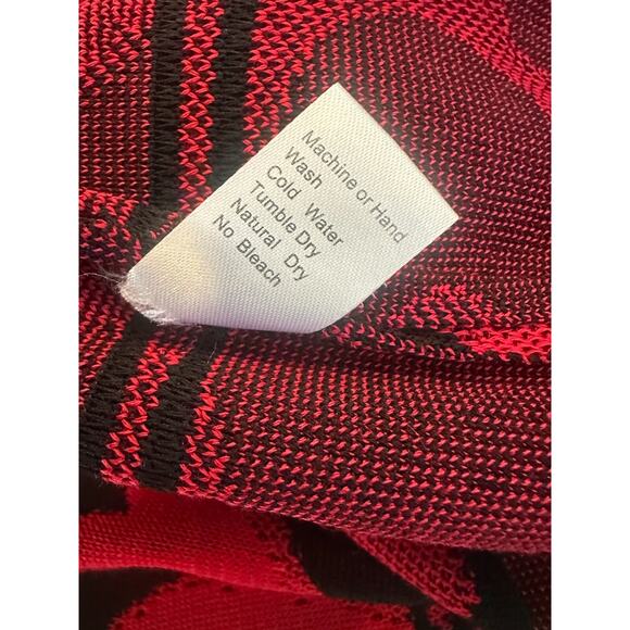Ming Wang Open Front Knit Cardigan Jacket Red & Black Animal Print Tiger PM - Picture 8 of 16